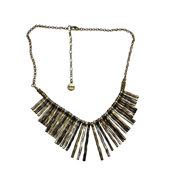 Alfani Necklace Jewlery Statement 21" Adjustable Mixed Silver & Gold Tone Bib - Picture 3 of 6